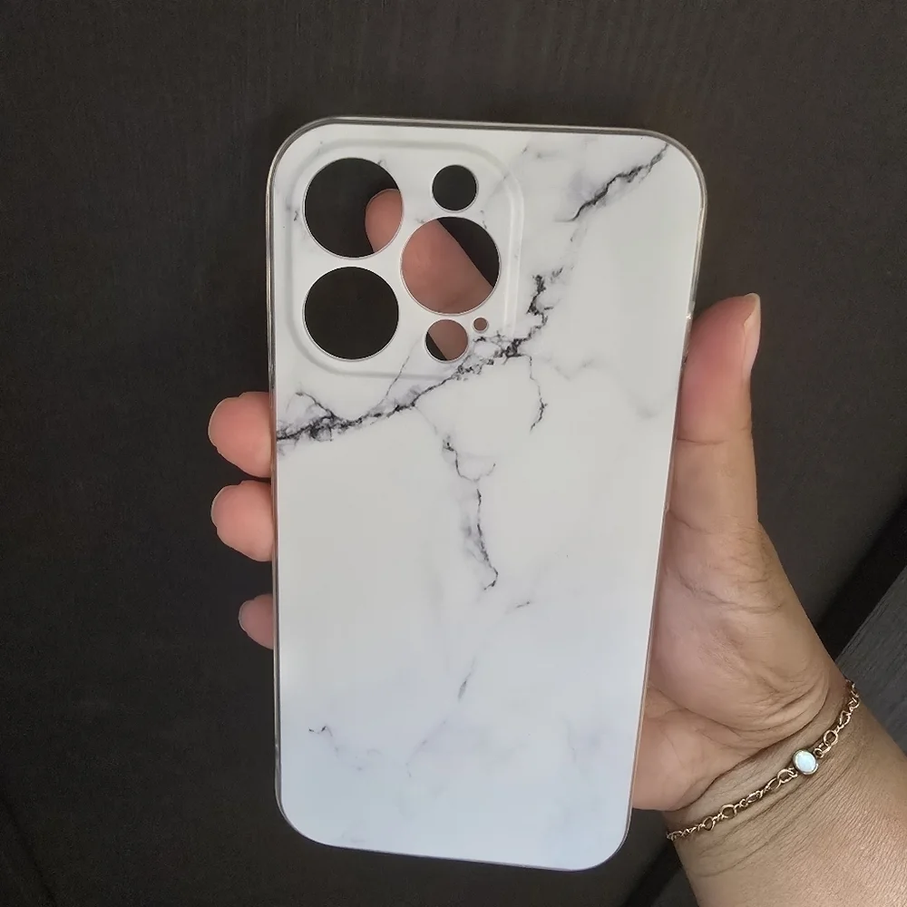 iPhone 13 Pro White Marbled Phone Case